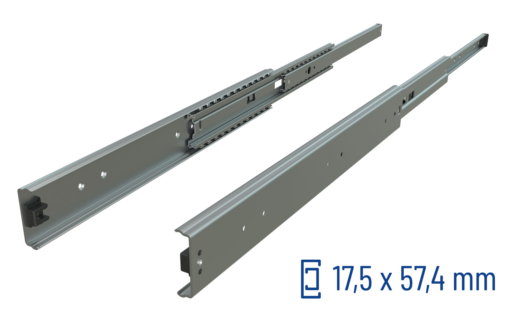 SCHOCK® Teleskopschiene Serie 038 Aluminium – Überauszug - bis 40 kg/Paar