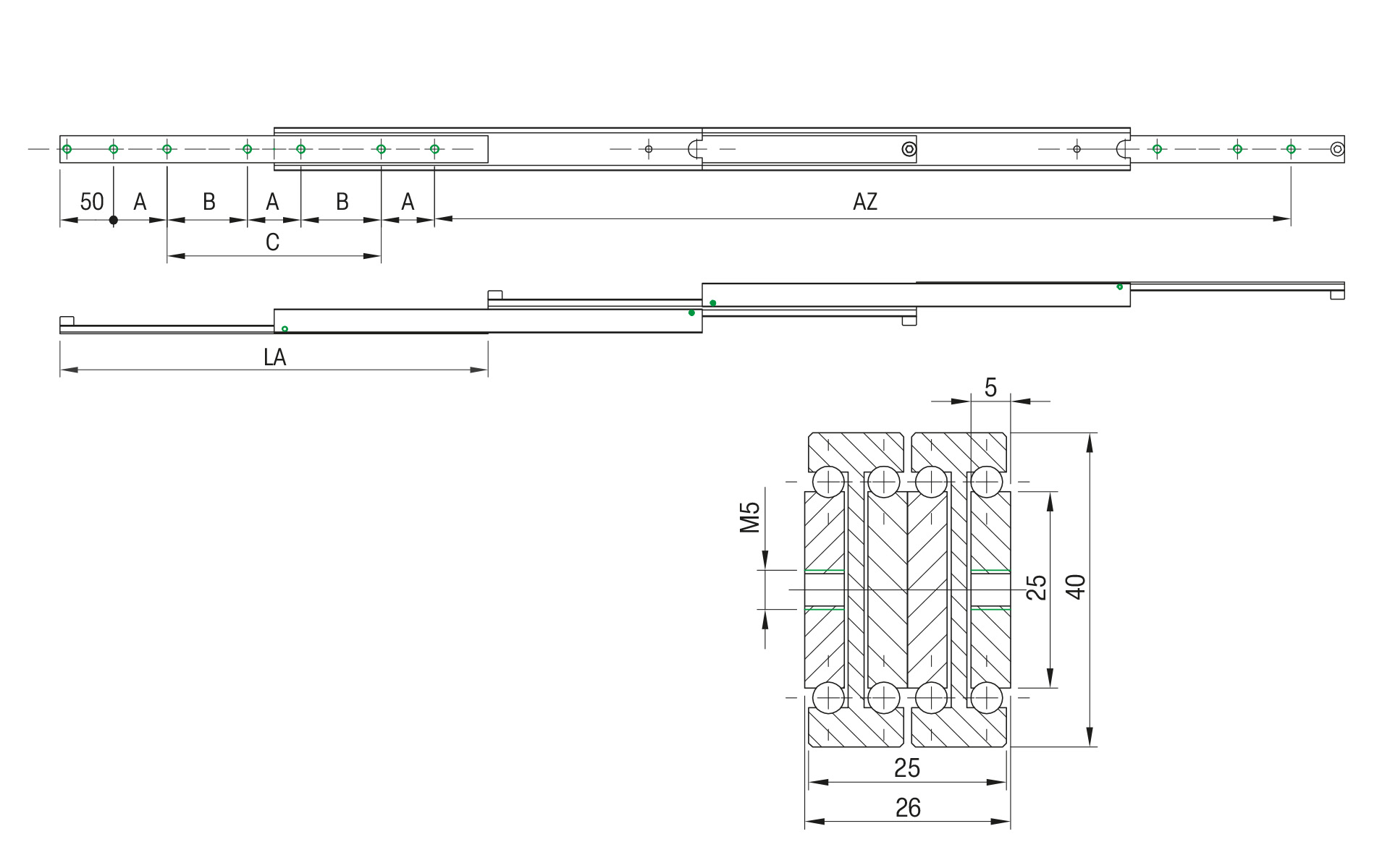 SCHOCK® Ultra-Schwerlast Teleskopschiene DDTS-45 – Überauszug 200% – bis 80 kg/Paar – Bild 2