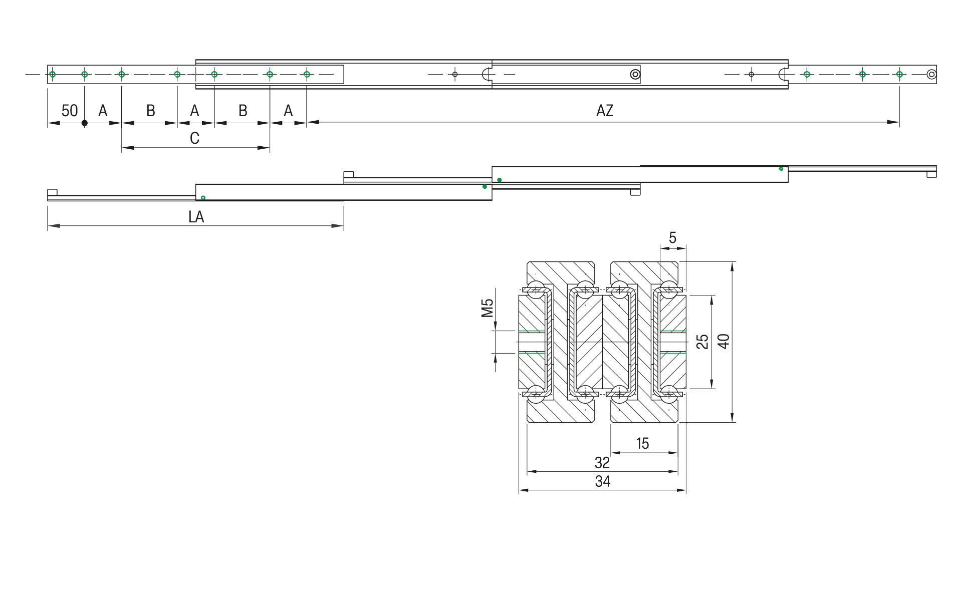 SCHOCK® Ultra-Schwerlast Teleskopschiene DDTS-48 – Überauszug 200% – bis 90 kg/Paar – Bild 2