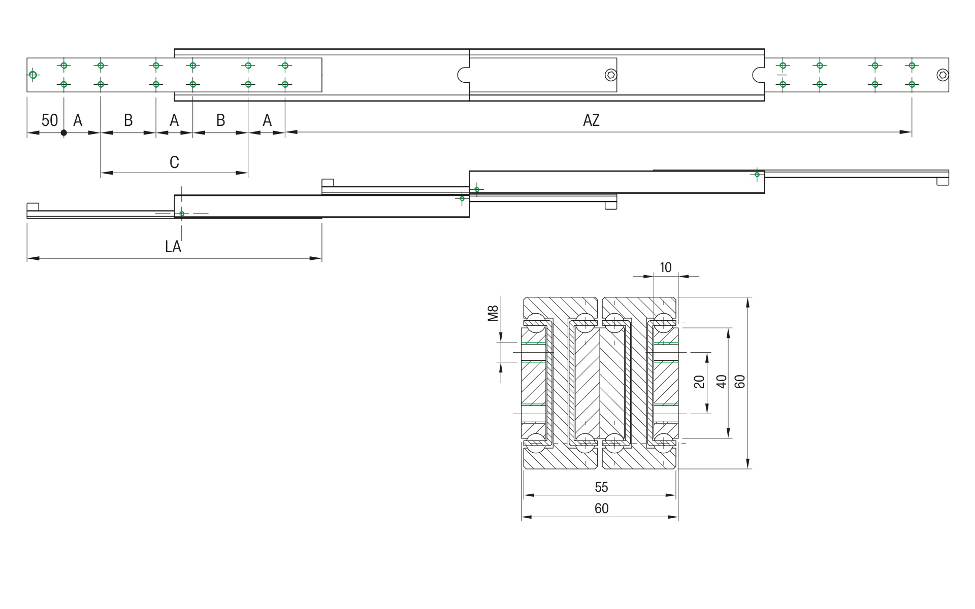 SCHOCK® Ultra-Schwerlast Teleskopschiene DDTS-60 – Überauszug 200% – bis 320 kg/Paar – Bild 2