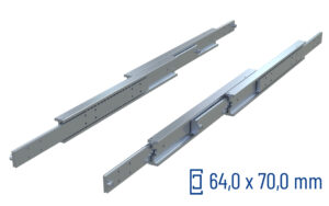 CNC-gefräste Teleskopschiene Überauszug 200% DDTS-70, bis 410 kg/Paar