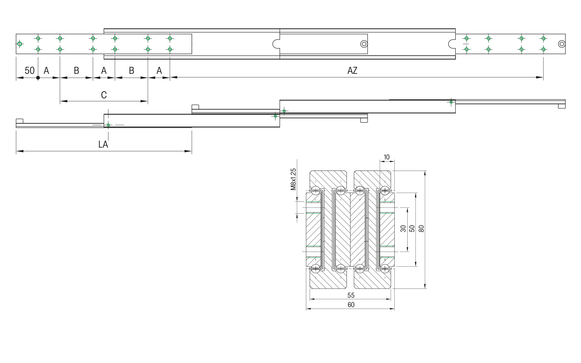 SCHOCK® Ultra-Schwerlast Teleskopschiene DDTS-80 – Überauszug 200% – bis 510 kg/Paar – Bild 2