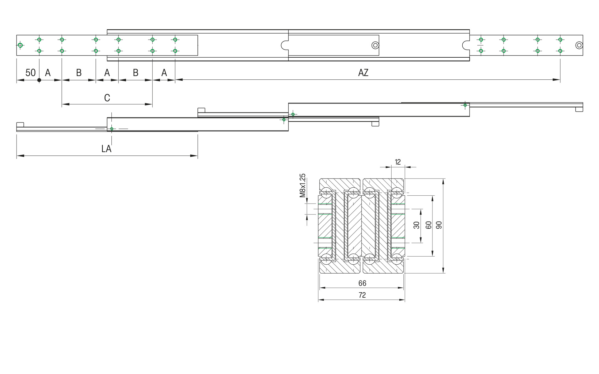 SCHOCK® Ultra-Schwerlast Teleskopschiene DDTS-90 – Überauszug 200% – bis 630 kg/Paar – Bild 2