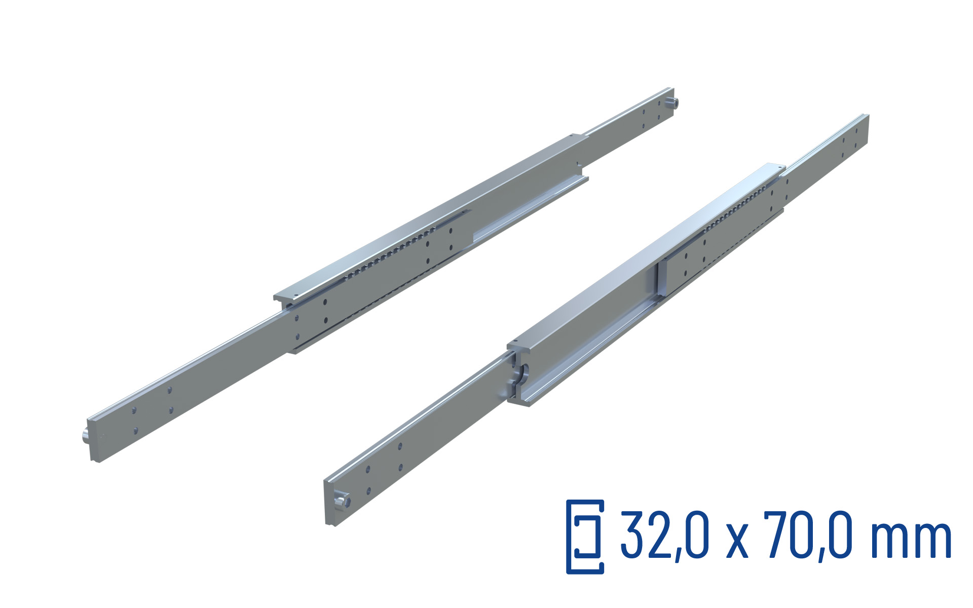 SCHOCK® CNC-gefräste Teleskopschiene Vollauszug DTS-70, bis 700 kg/Paar