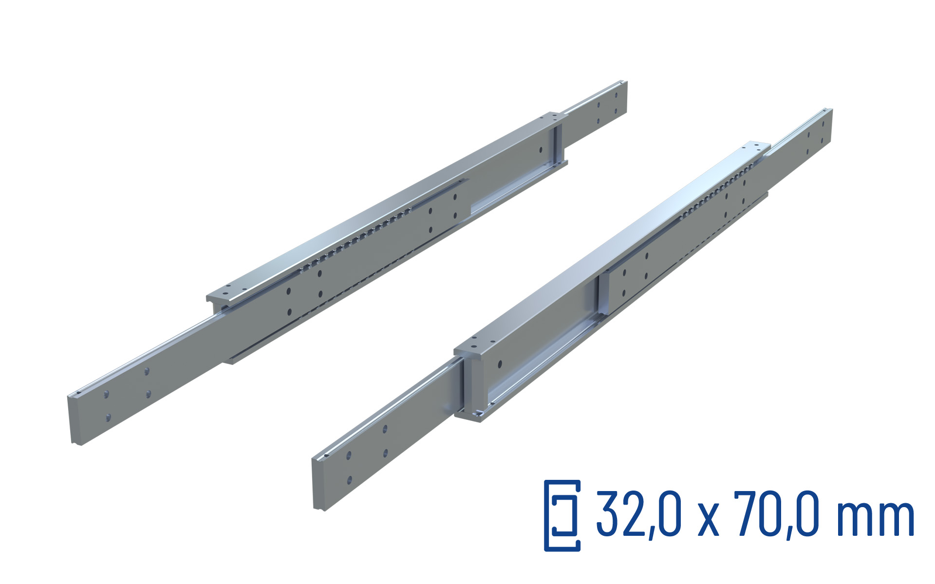 SCHOCK® CNC-gefräste Teleskopschiene Vollauszug DTSB-70, bis 700 kg/Paar