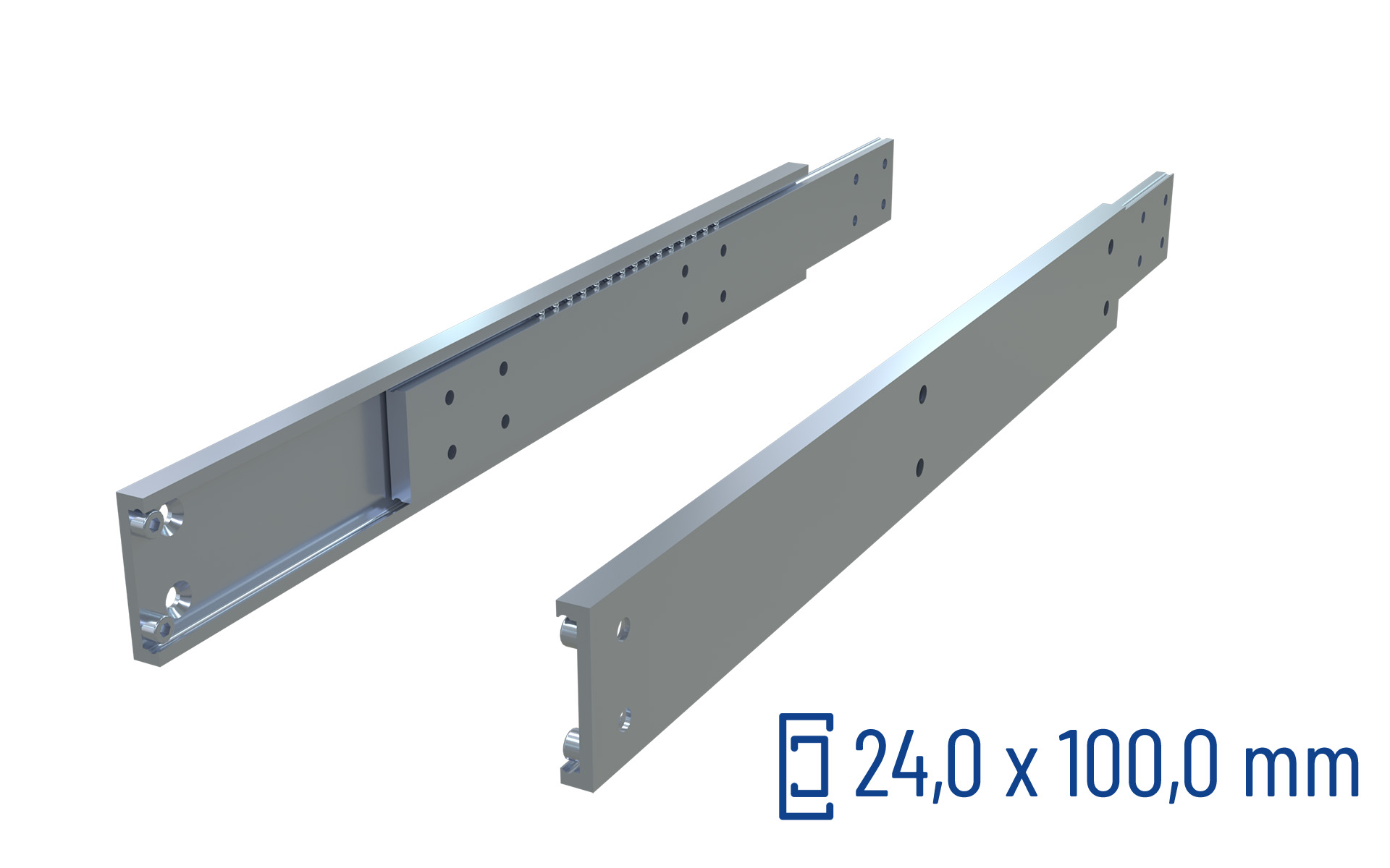 SCHOCK® CNC-gefräste Teleskopschiene Teilauszug OWS-100, bis 1750 kg/Paar