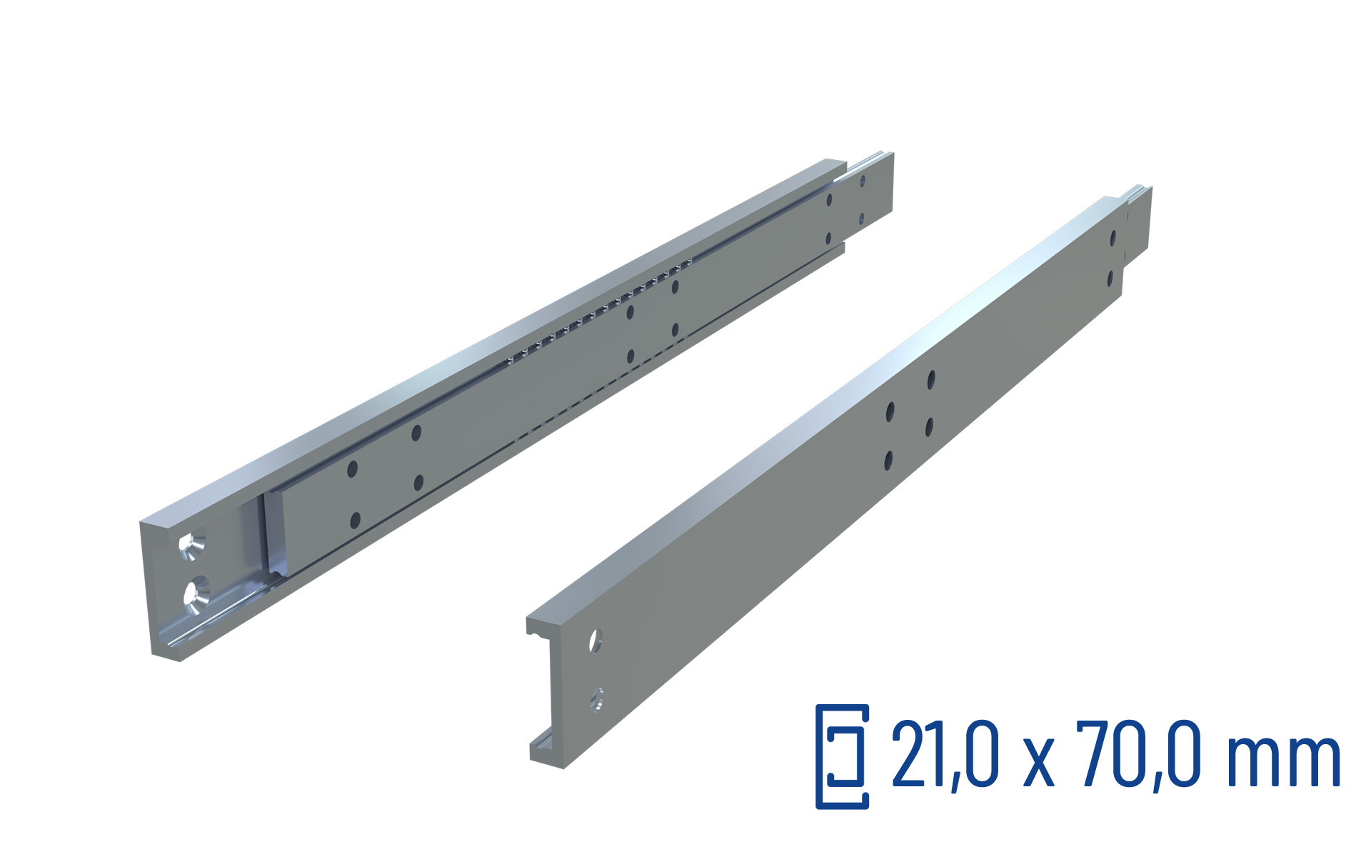 SCHOCK® CNC-gefräste Teleskopschiene Teilauszug OWST-70, bis 1060 kg/Paar
