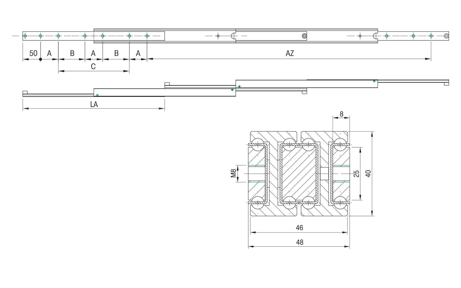 SCHOCK® Ultra-Schwerlast Teleskopschiene SDDTS-40 – Überauszug 200% – bis 50 kg/Paar – Bild 2
