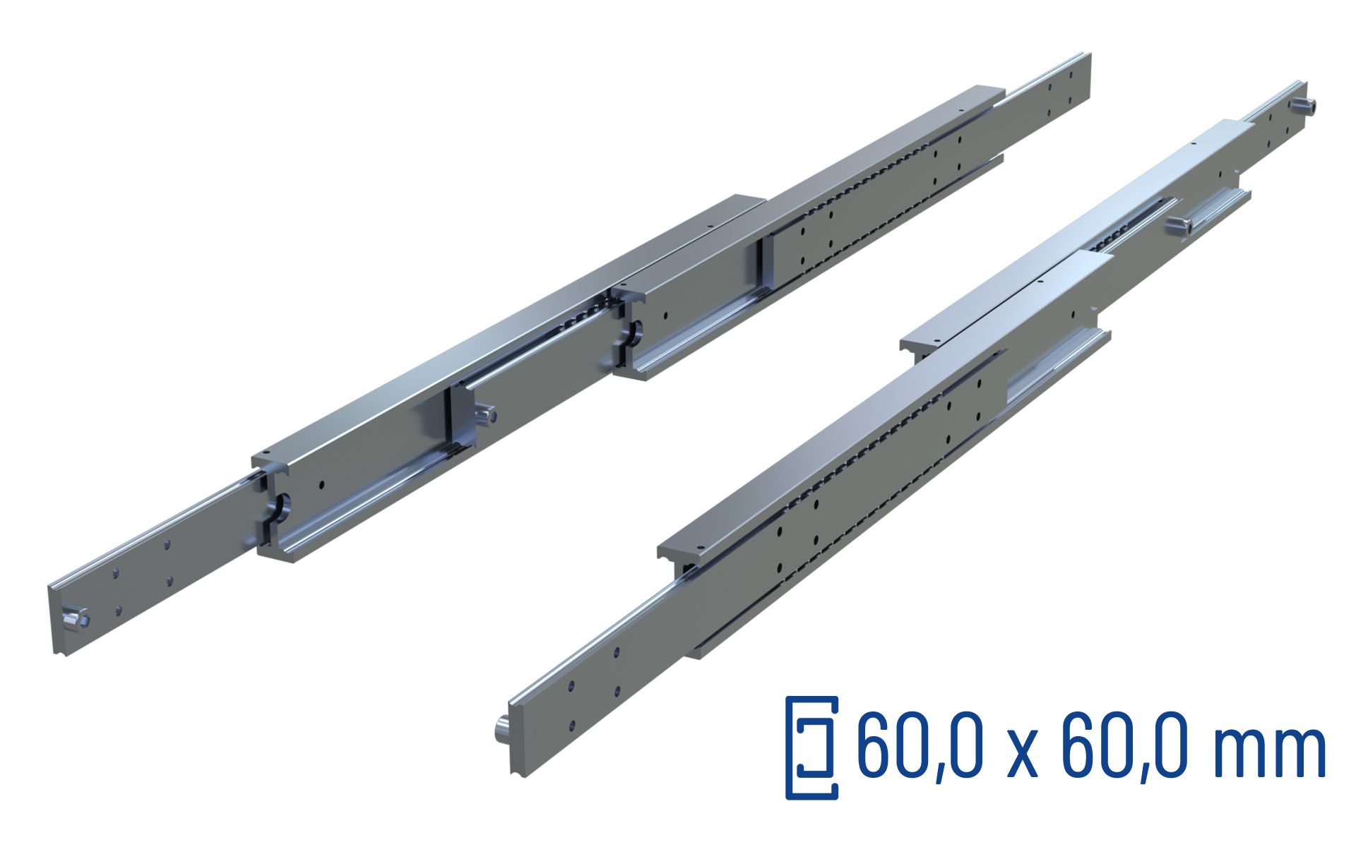CNC-gefräste Teleskopschiene Überauszug 200% SDDTS-60, bis 120 kg/Paar