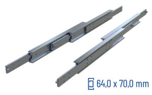 CNC-gefräste Teleskopschiene Überauszug 200% SDDTS-70, bis 130 kg/Paar