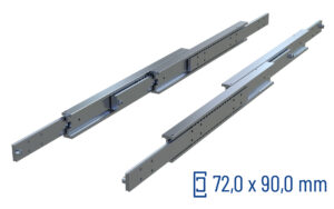 CNC-gefräste Teleskopschiene Überauszug 200% SDDTS-90, bis 170 kg/Paar