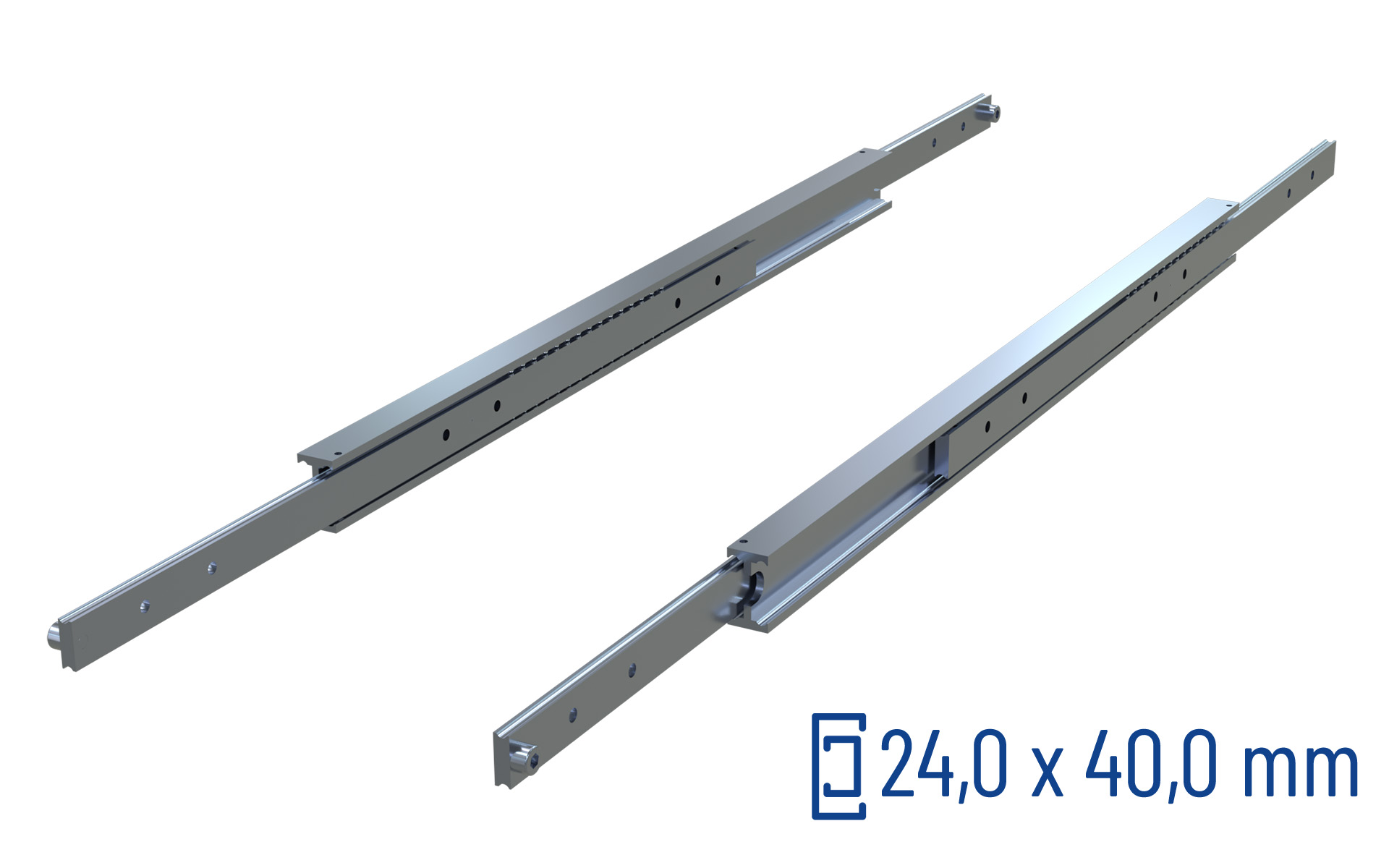 CNC-gefräste Teleskopschiene Vollauszug SDTS-40, bis 154 kg/Paar