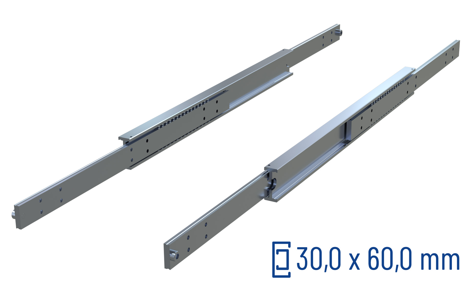 CNC-gefräste Teleskopschiene Vollauszug SDTS-60, bis 440 kg/Paar