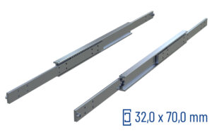 CNC-gefräste Teleskopschiene Vollauszug SDTS-70, bis 480 kg/Paar