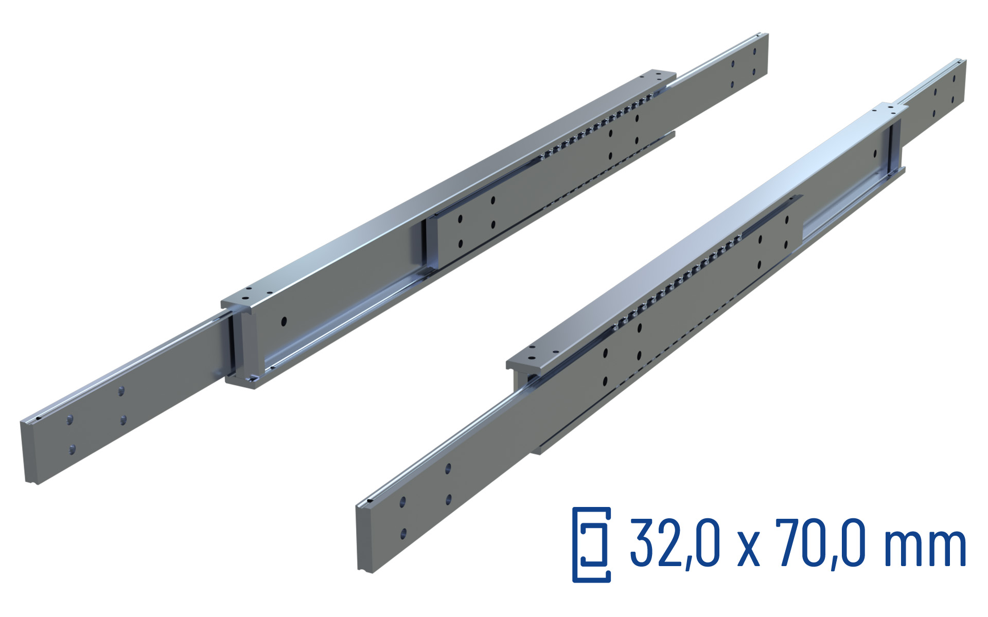 CNC-gefräste Teleskopschiene Vollauszug SDTSB-70, bis 480 kg/Paar