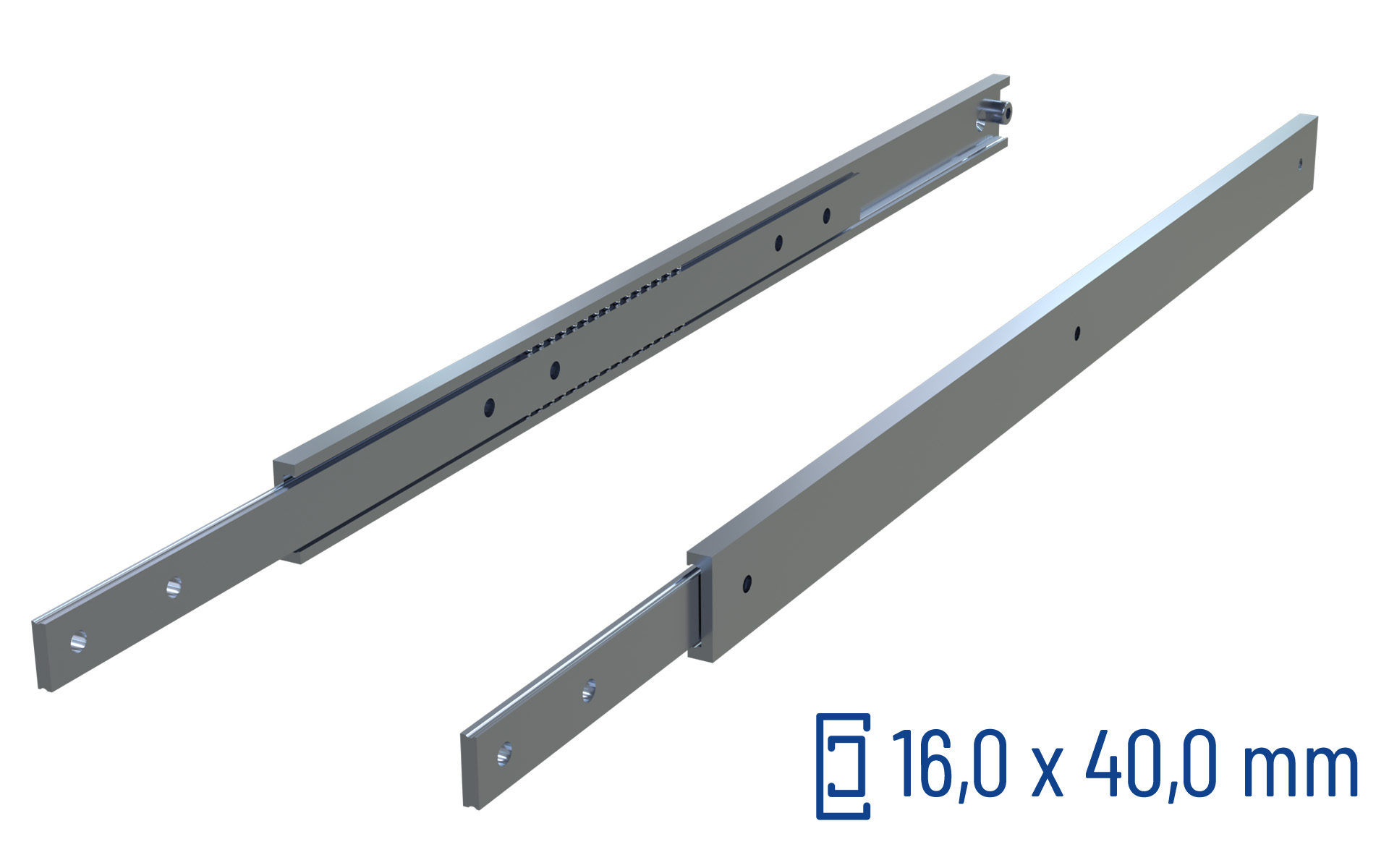 CNC-gefräste Teleskopschiene Teilauszug SOWS-40, bis 280 kg/Paar