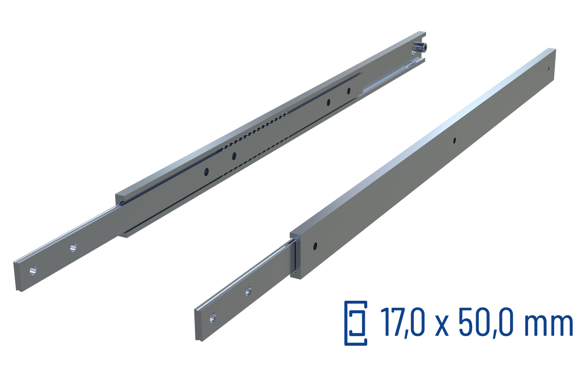 CNC-gefräste Teleskopschiene Teilauszug SOWS-50, bis 400 kg/Paar