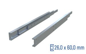 CNC-gefräste Teleskopschiene Vollauszug TSRT-60, bis 314 kg/Paar