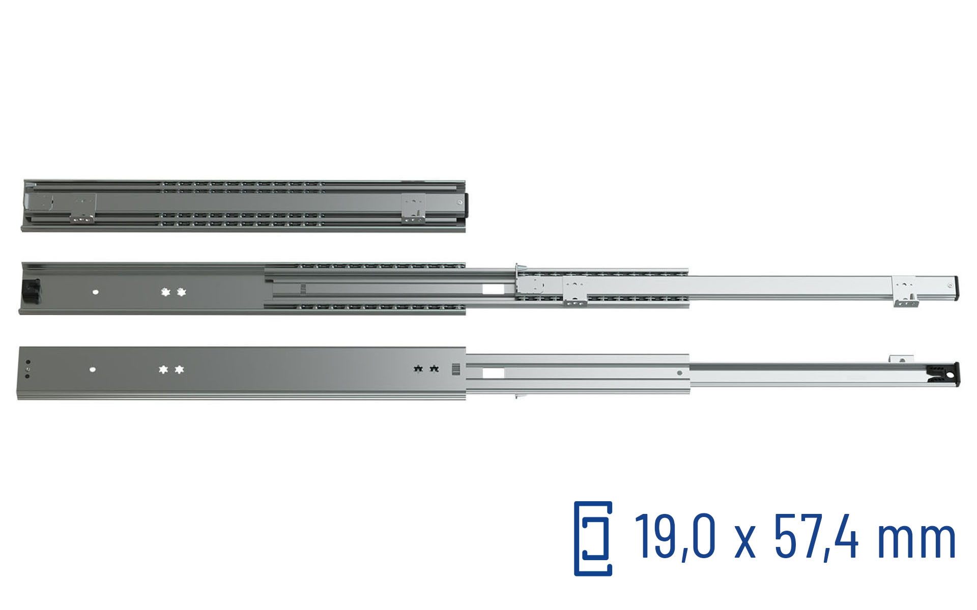 SCHOCK® Classic Teleskopschiene Überauszug 038 – Zuhaltung, Winkel, Einsteckstifte