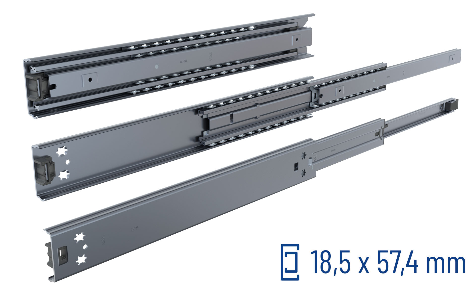 SCHOCK® Classic Teleskopschiene Vollauszug Serie 038 ZM100 – Verriegelung geschlossen, Aushalterung, Schnelltrennung – bis 80 kg/Paar