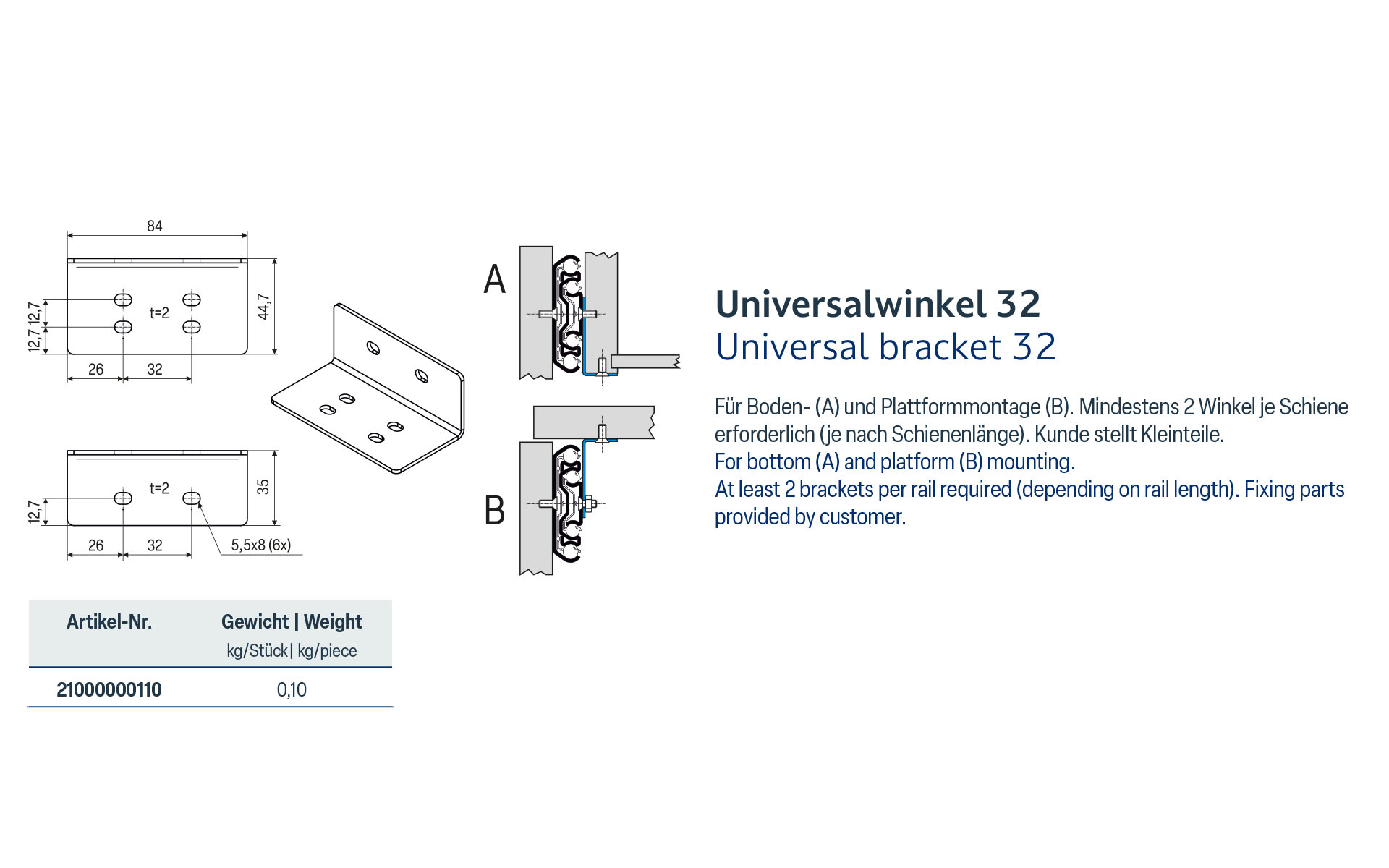 SCHOCK® Universalwinkel 32 für Select Serien 2010, 2036SC, 2037, 2038 und 2039 – Bild 2
